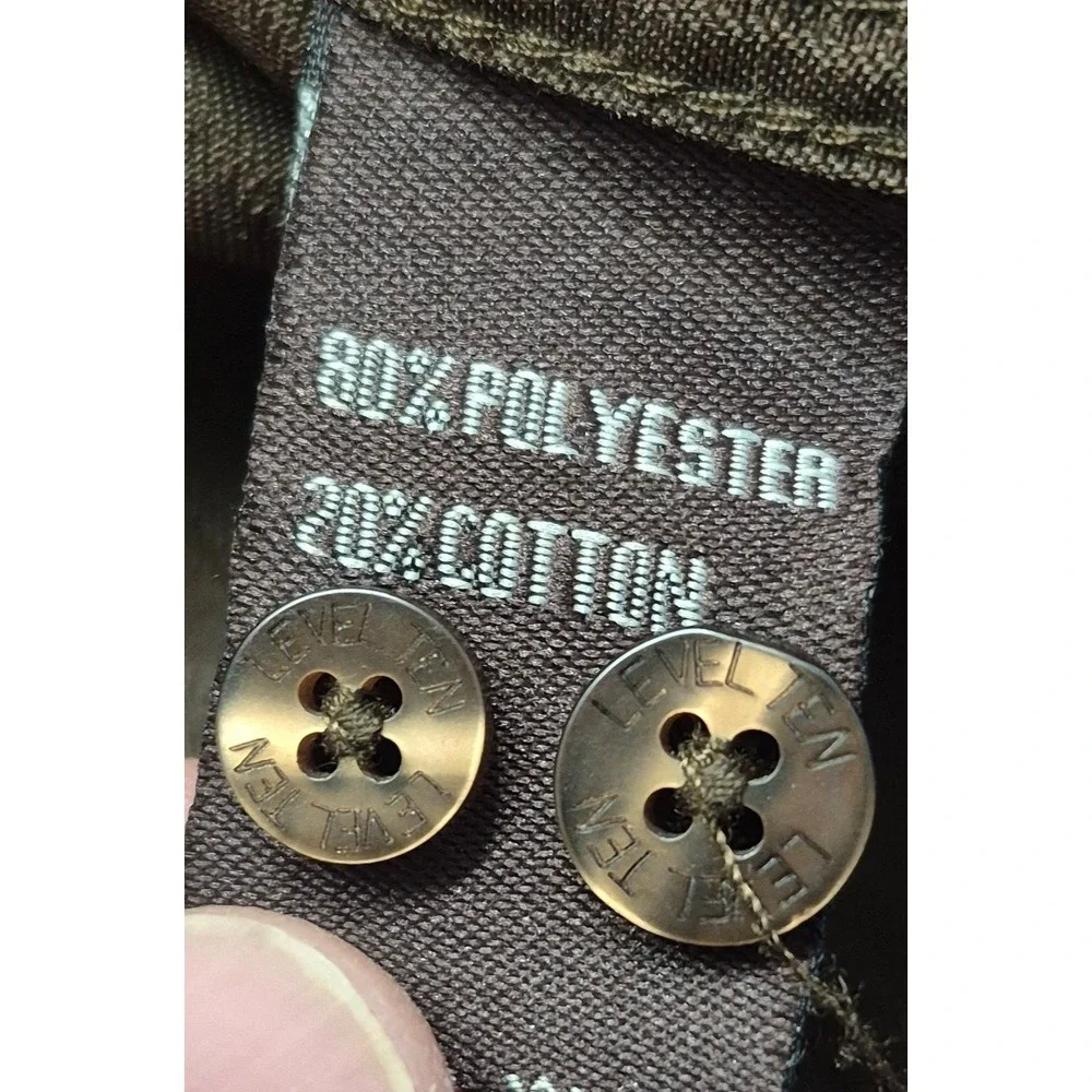 Level Ten men's brown western style shirt XL white details‎ button up rodeo